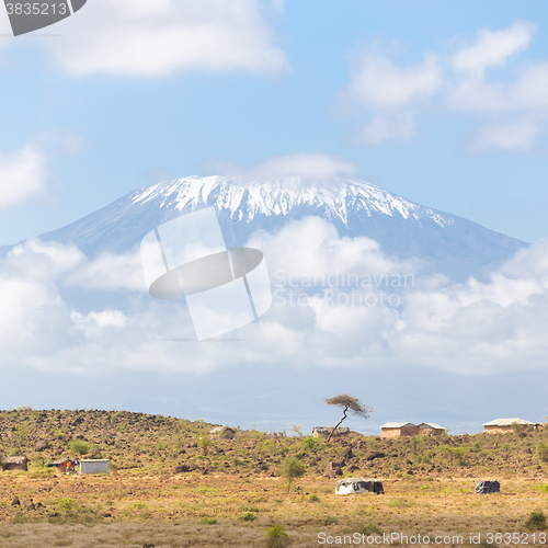 Image of Kilimanjaro overlooking african savannah.