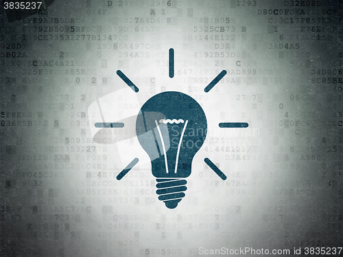 Image of Business concept: Light Bulb on Digital Paper background