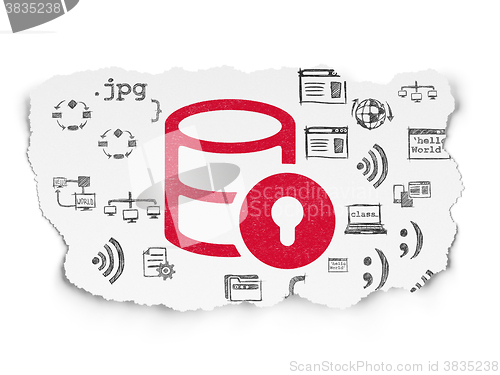 Image of Software concept: Database With Lock on Torn Paper background