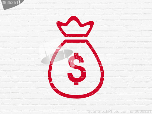 Image of Currency concept: Money Bag on wall background