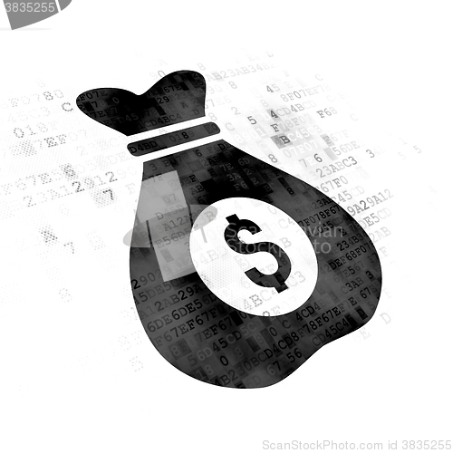 Image of Finance concept: Money Bag on Digital background