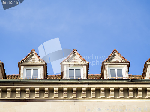 Image of Facade of house with blue sky