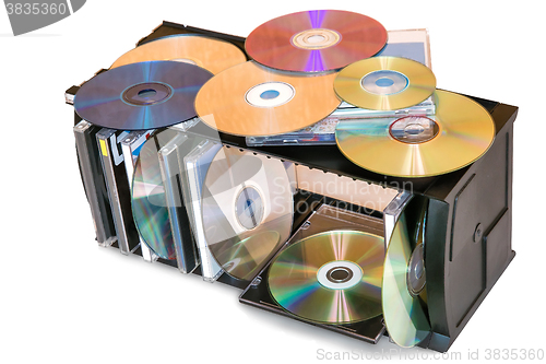 Image of Compact discs in the storage container.