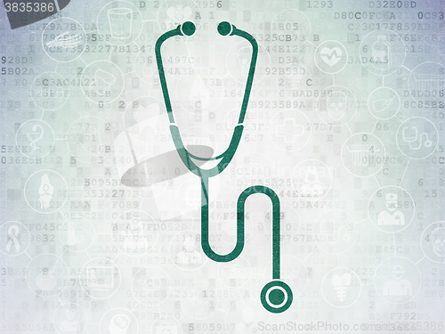 Image of Health concept: Stethoscope on Digital Paper background