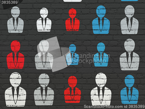 Image of Marketing concept: Business Man icons on wall background