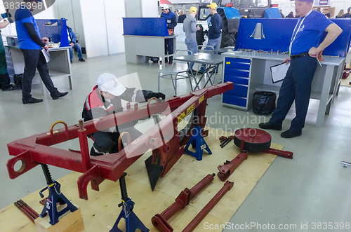 Image of Young mechanic passes competition stage.Tyumen