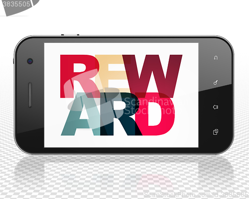 Image of Business concept: Smartphone with Reward on  display