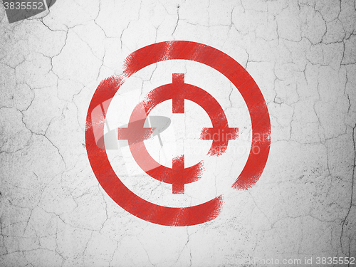 Image of Finance concept: Target on wall background
