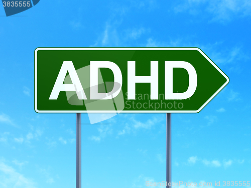 Image of Medicine concept: ADHD on road sign background