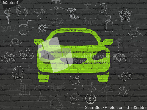 Image of Tourism concept: Car on wall background