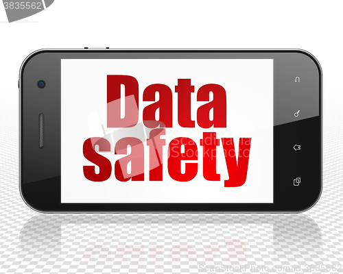 Image of Information concept: Smartphone with Data Safety on display