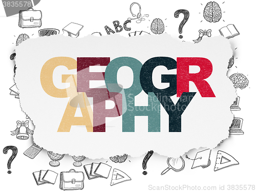 Image of Studying concept: Geography on Torn Paper background