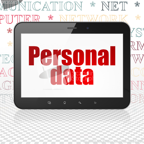 Image of Data concept: Tablet Computer with Personal Data on display