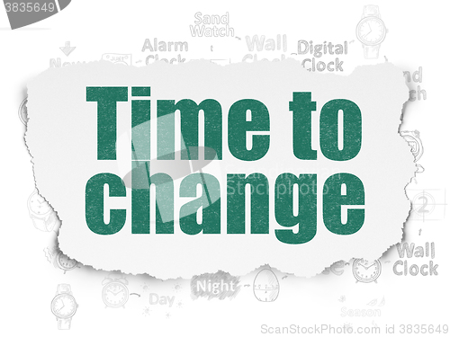 Image of Timeline concept: Time to Change on Torn Paper background