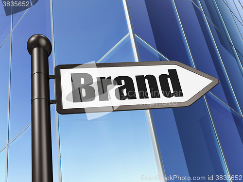 Image of Marketing concept: sign Brand on Building background
