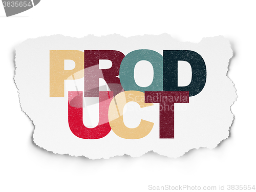 Image of Advertising concept: Product on Torn Paper background