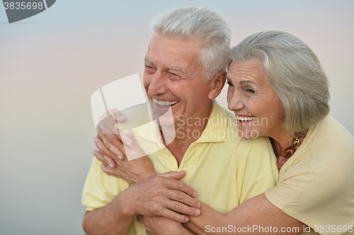 Image of elderly couple  on the background of sky