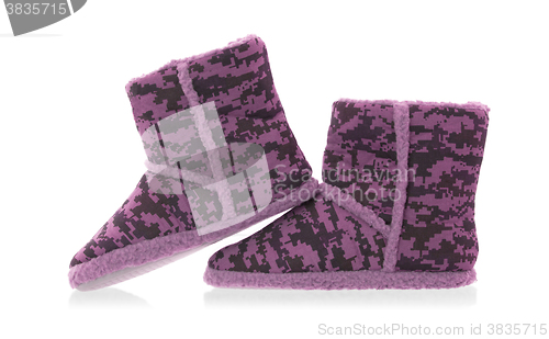 Image of Warm slippers with camouflage print