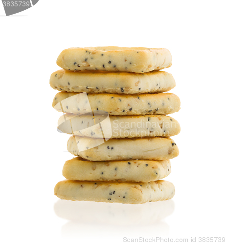 Image of Stack of square crackers isolated