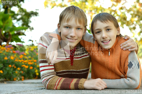 Image of Two brothers in park