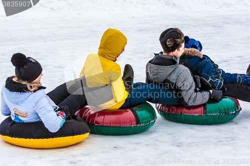 Image of Baby winter sledding on the Ural River