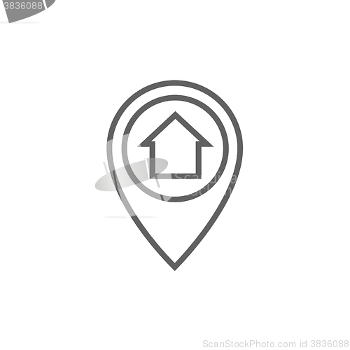 Image of Pointer with house inside line icon.