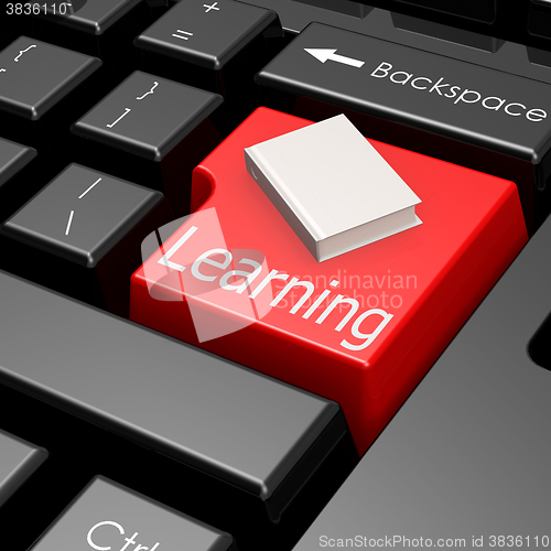 Image of Learning and book on button of computer keyboard