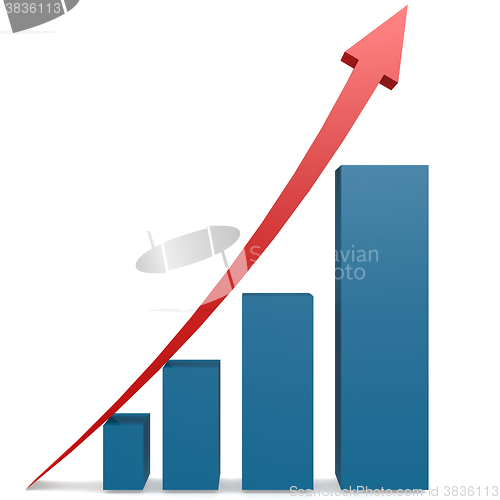 Image of Red arrow and blue bar chart