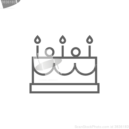 Image of Birthday cake with candles line icon.