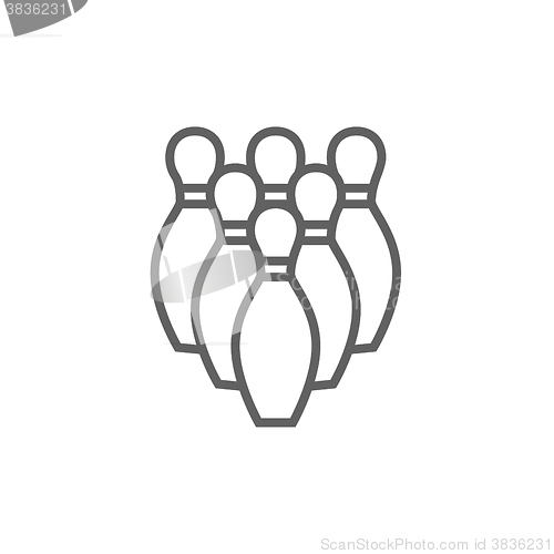 Image of Bowling pins line icon.