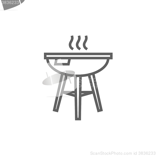 Image of Kettle barbecue grill line icon.