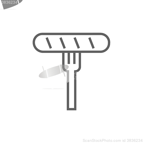 Image of Sausage on fork line icon.