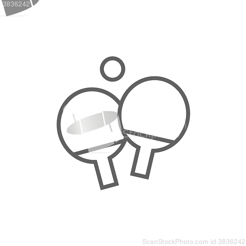 Image of Table tennis racket and ball line icon.