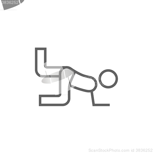 Image of Man exercising buttocks line icon.