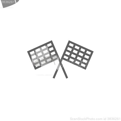 Image of Two checkered flags line icon.