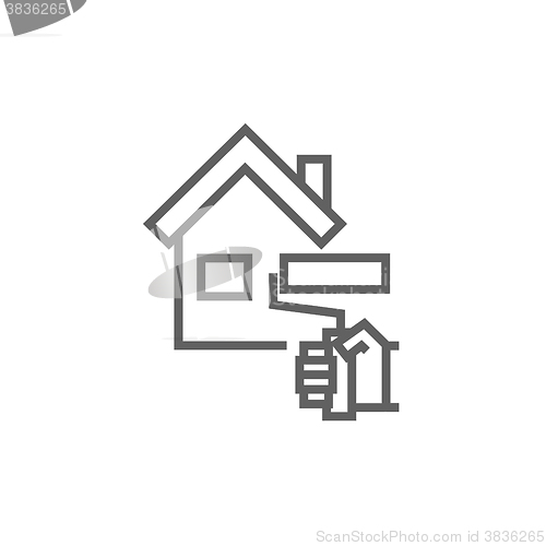 Image of House painting line icon.