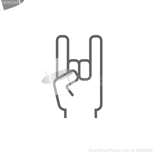 Image of Rock and roll hand sign line icon.