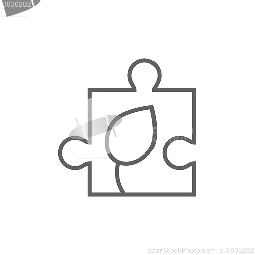 Image of Puzzle with leaf line icon.