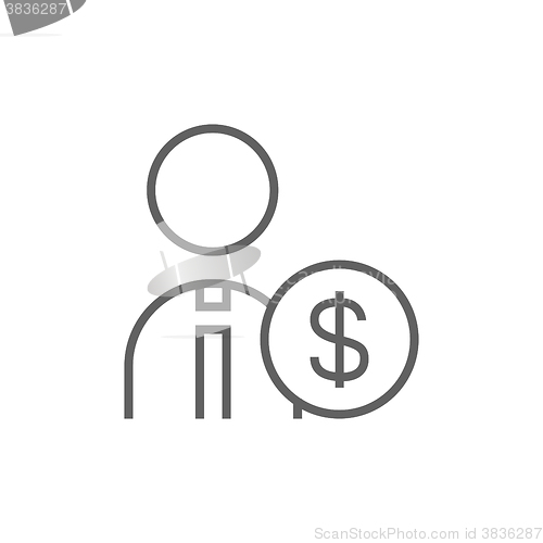 Image of Man with dollar sign line icon.