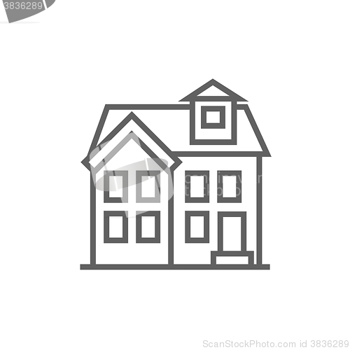Image of Two storey detached house line icon.