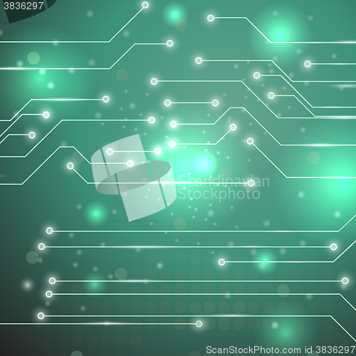 Image of Modern Computer Technology Green Background.