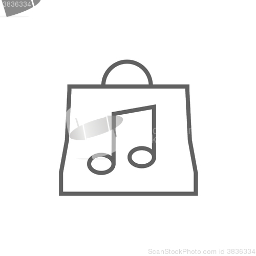 Image of Bag with music note line icon.
