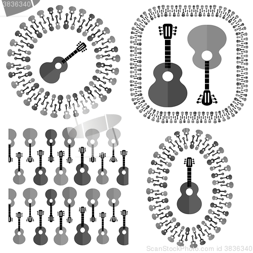 Image of Set of Different Acoustic Guitars Silhouettes