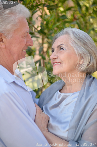 Image of Senior couple near hotel resort