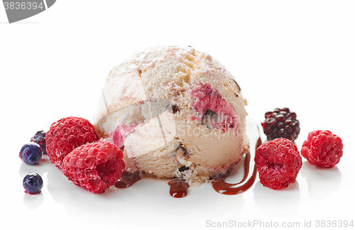 Image of ice cream ball with frozen berries