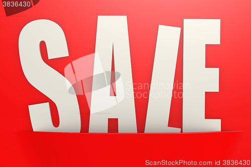 Image of White sale word in red pocket, business concept