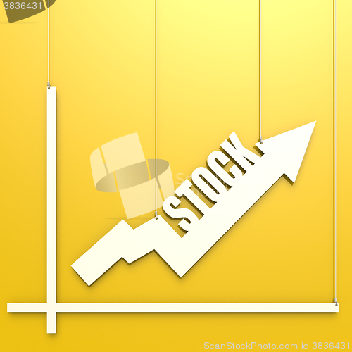 Image of Stock word with chart hang on yellow background