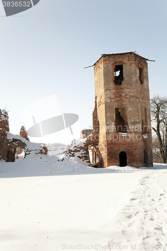 Image of ruins  Belarus. Winter