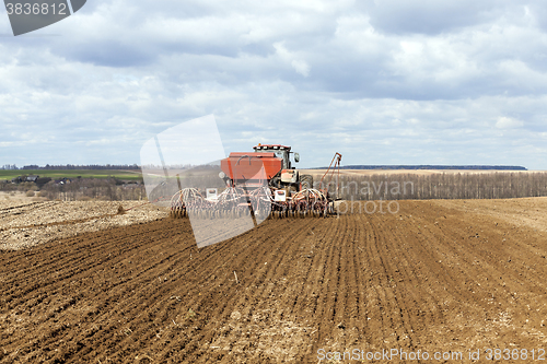 Image of sowing of cereals. Spring  