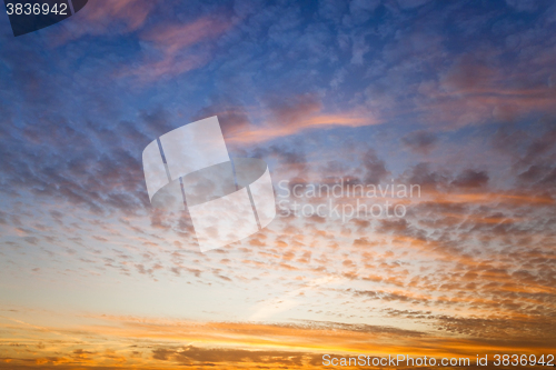 Image of sunset. colored clouds  